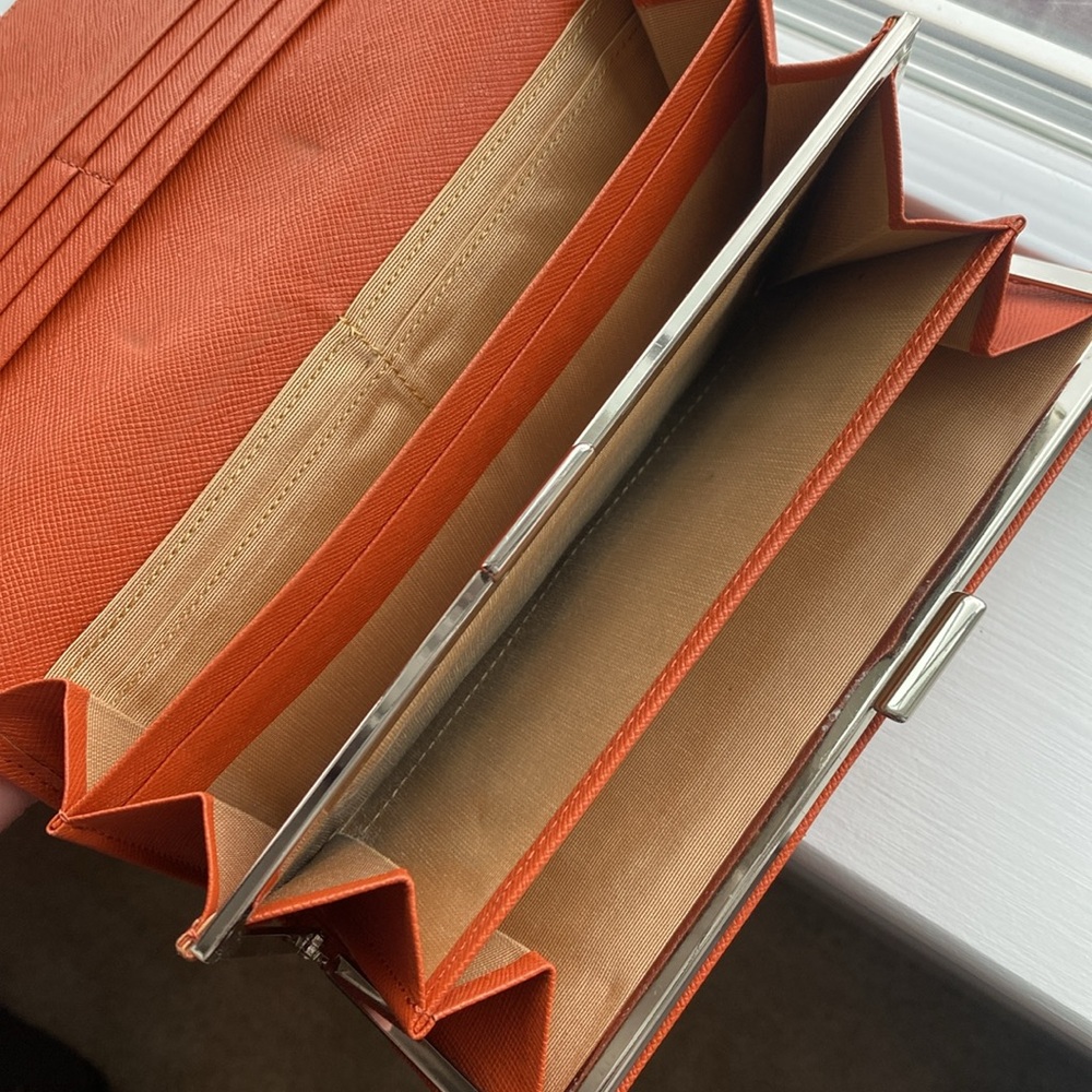 #9 Burberry Beige and Orange Check Wallet - Picture 7 of 15